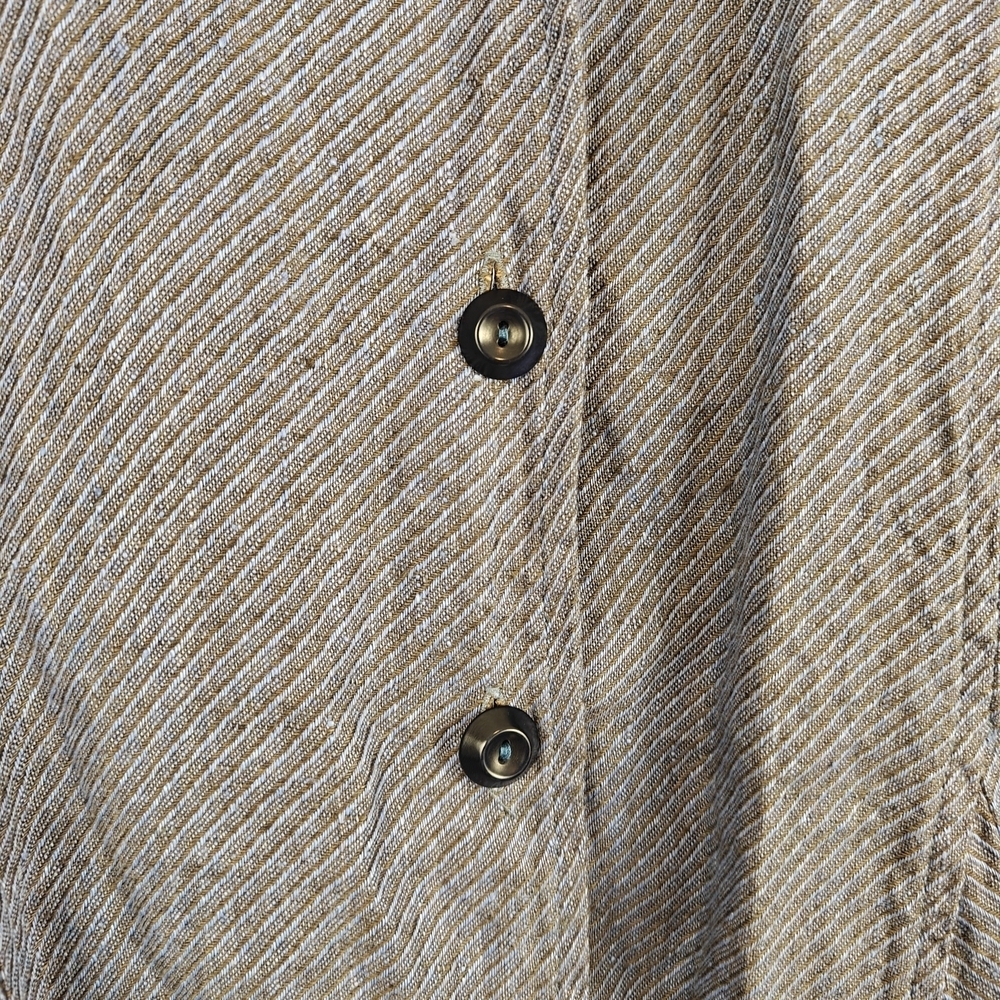 FLAX Jeanne Engelhart VTG 100% Linen Long Sleeve Jacket Pockets Blue Button M - Picture 8 of 13